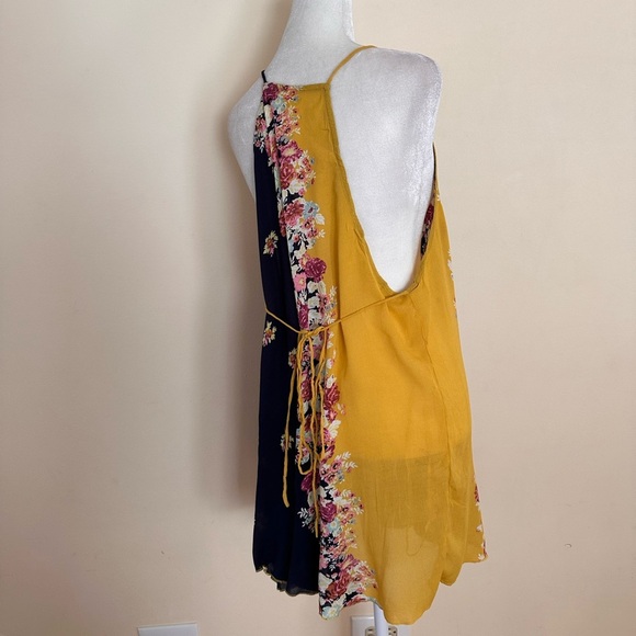 Free People Floral Navy and Mustard Mini Dress - Picture 6 of 9